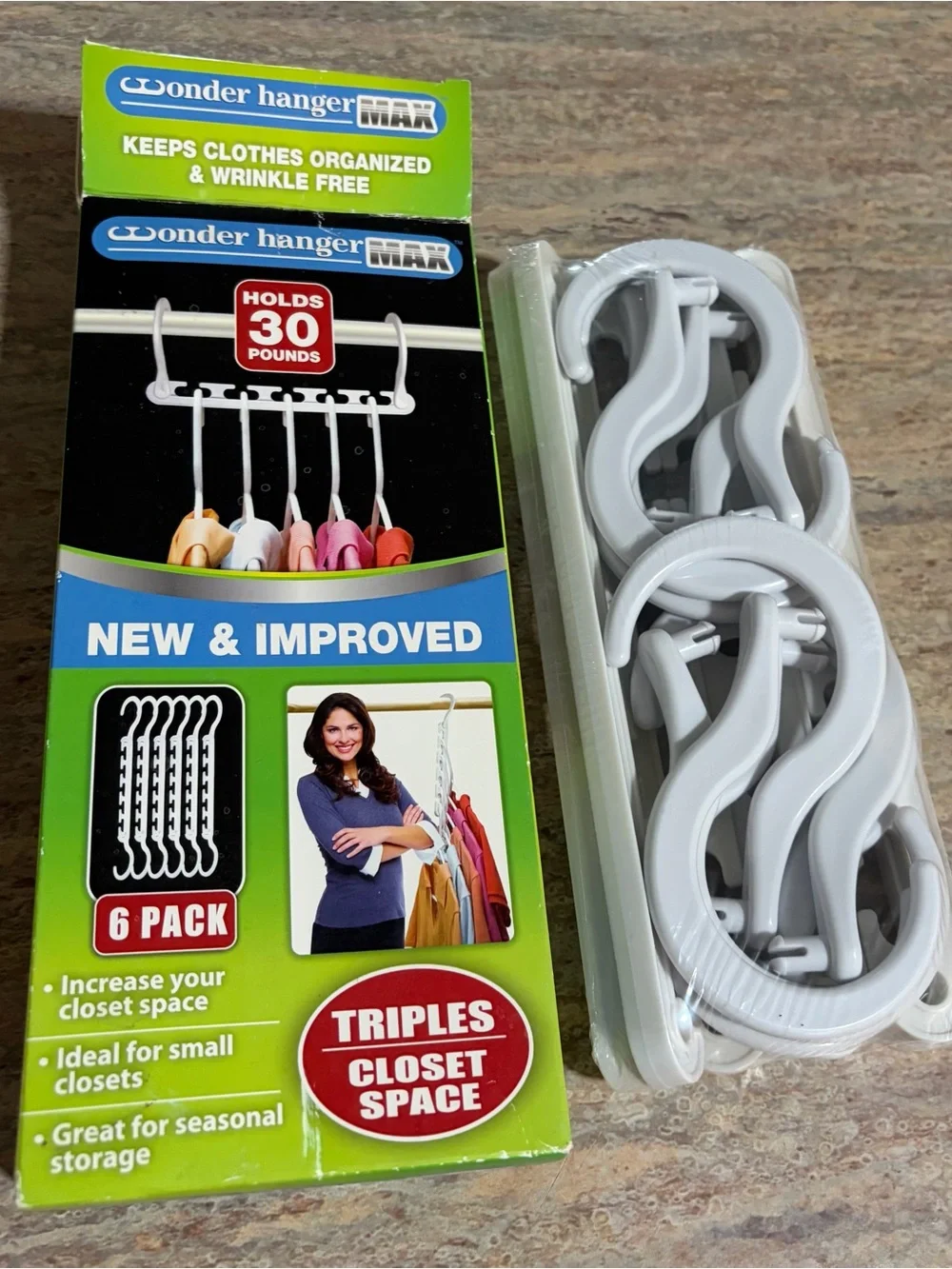 As Seen on Tv Max 6-Pack Space-Saving Closet Hangers — White